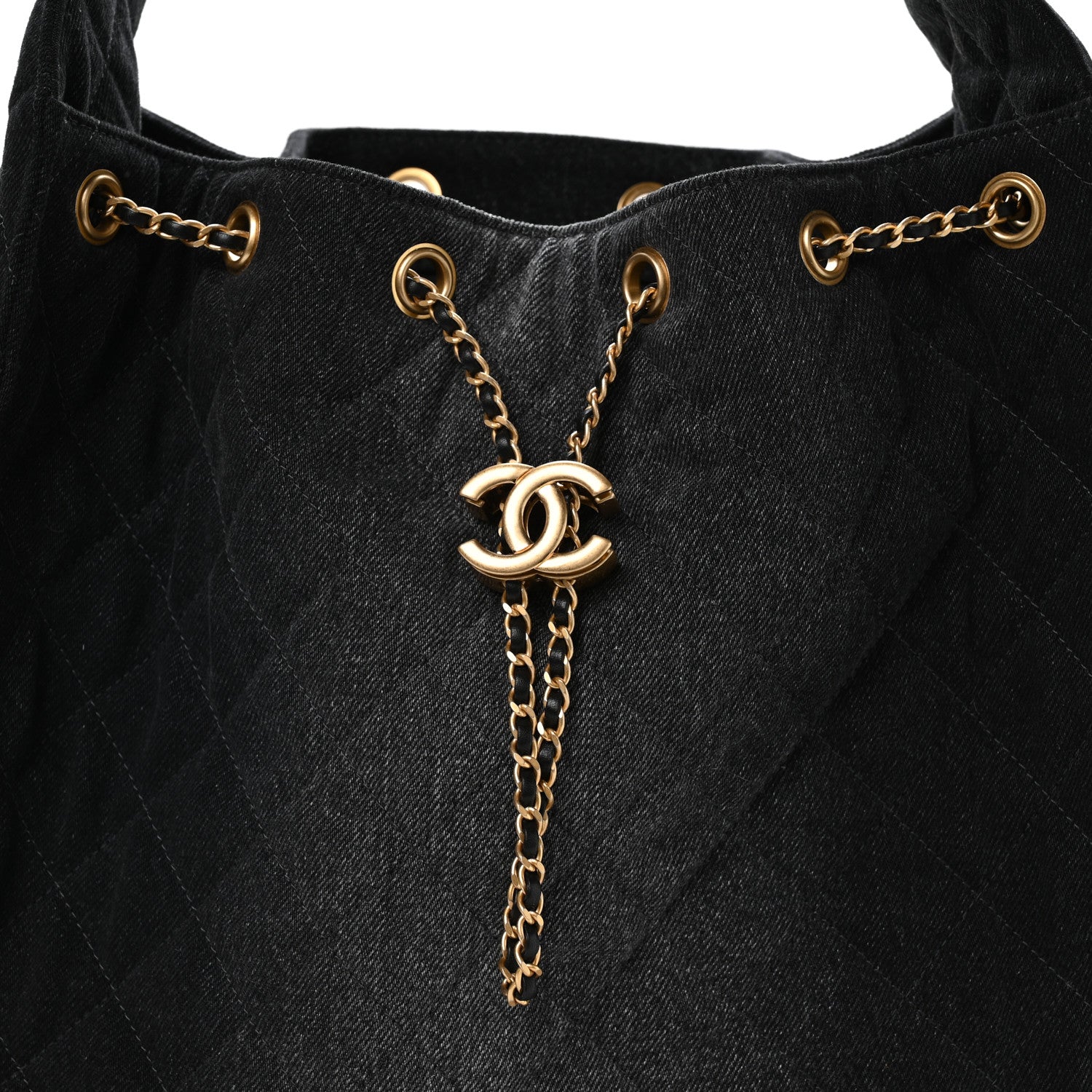 Chanel Washed Denim Quilted Medium Chanel 25 Handbag Black 9 of 11