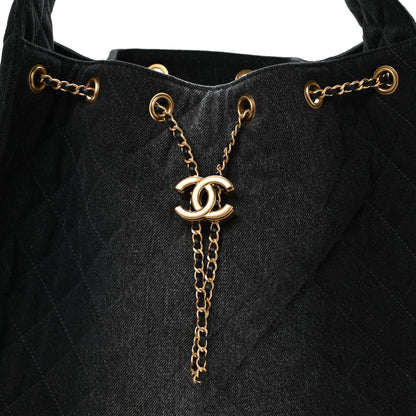 Chanel Washed Denim Quilted Medium Chanel 25 Handbag Black 9 of 11