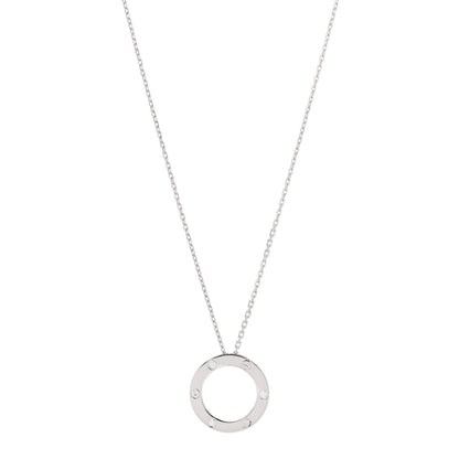 Cartier 18K White Gold 3 Diamonds LOVE Pendant Necklace 1 of 5