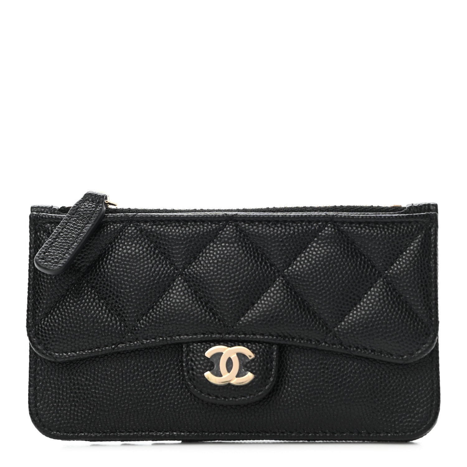 Chanel Caviar Quilted Flap Zip Card Holder Black 1 of 9