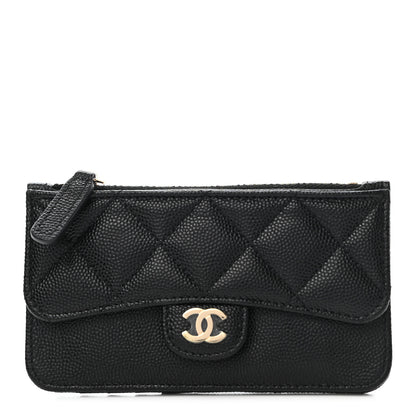 Chanel Caviar Quilted Flap Zip Card Holder Black 1 of 9