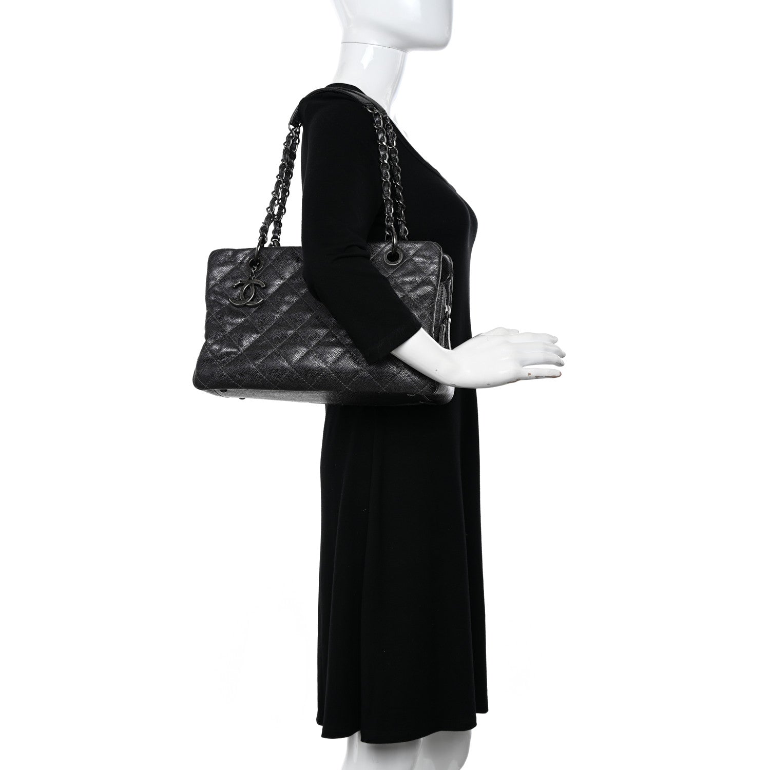 Chanel Iridescent Caviar Quilted Chic Shopping Tote Silver 2 of 12