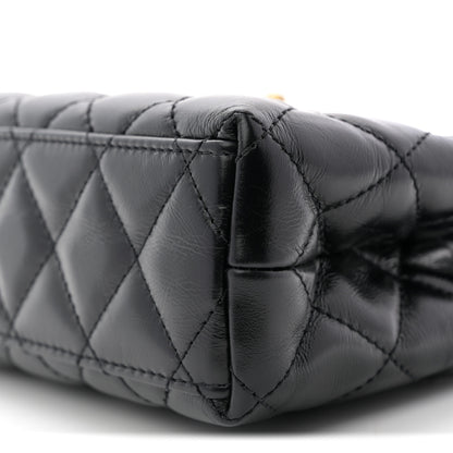 Chanel Shiny Aged Calfskin Quilted Nano Kelly Shopper Black 10 of 11