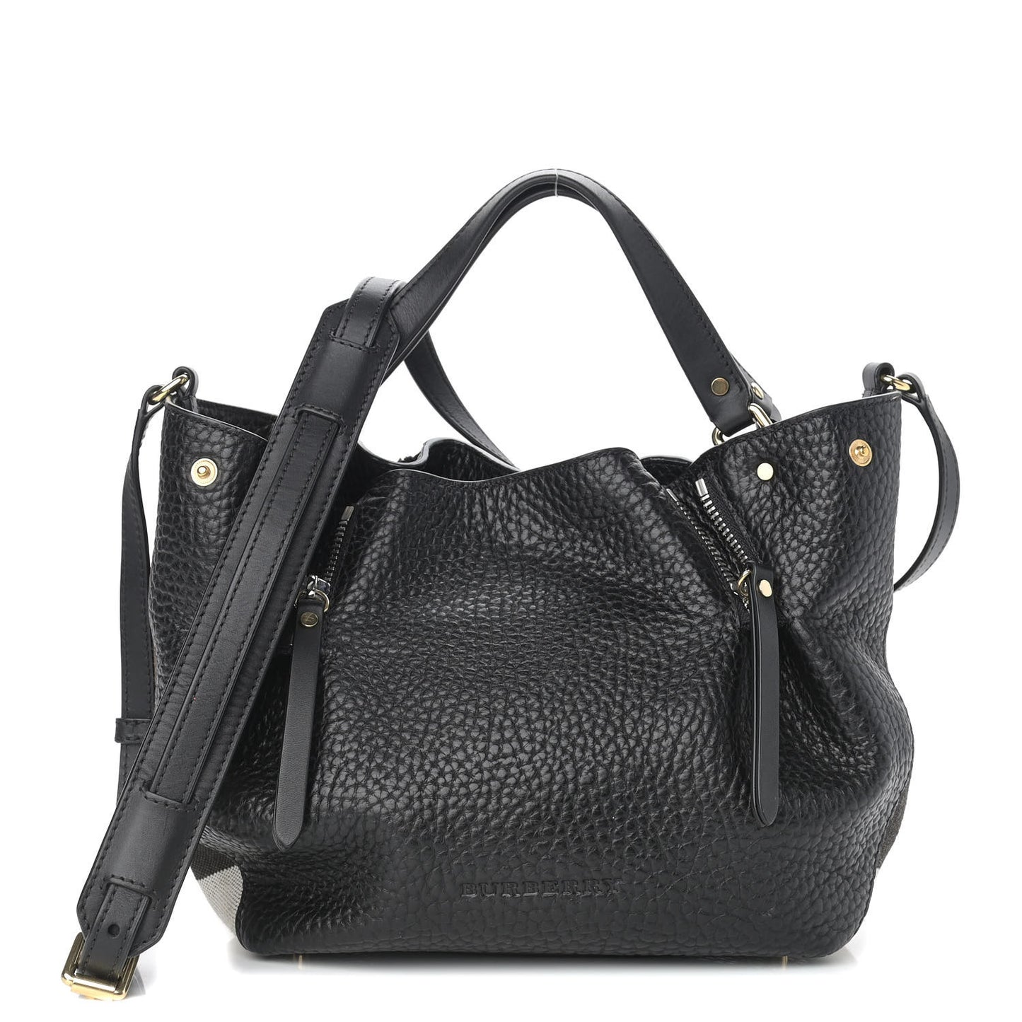 Grainy Calfskin House Check Small Maidstone Black