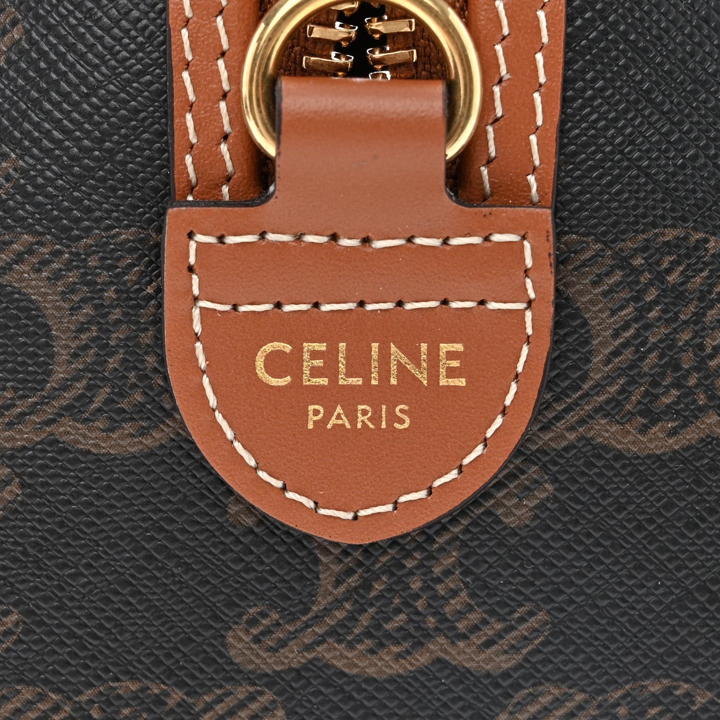 Triomphe Canvas Calfskin Small Boston Bag Tan