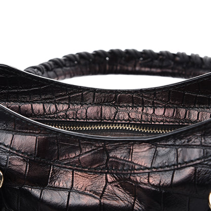 Balenciaga Calfskin Crocodile Embossed Giant 12 Gold Hardware City Black 12 of 14