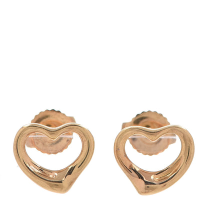 Tiffany 18K Yellow Gold 11mm Elsa Peretti Open Heart Earrings 1 of 10