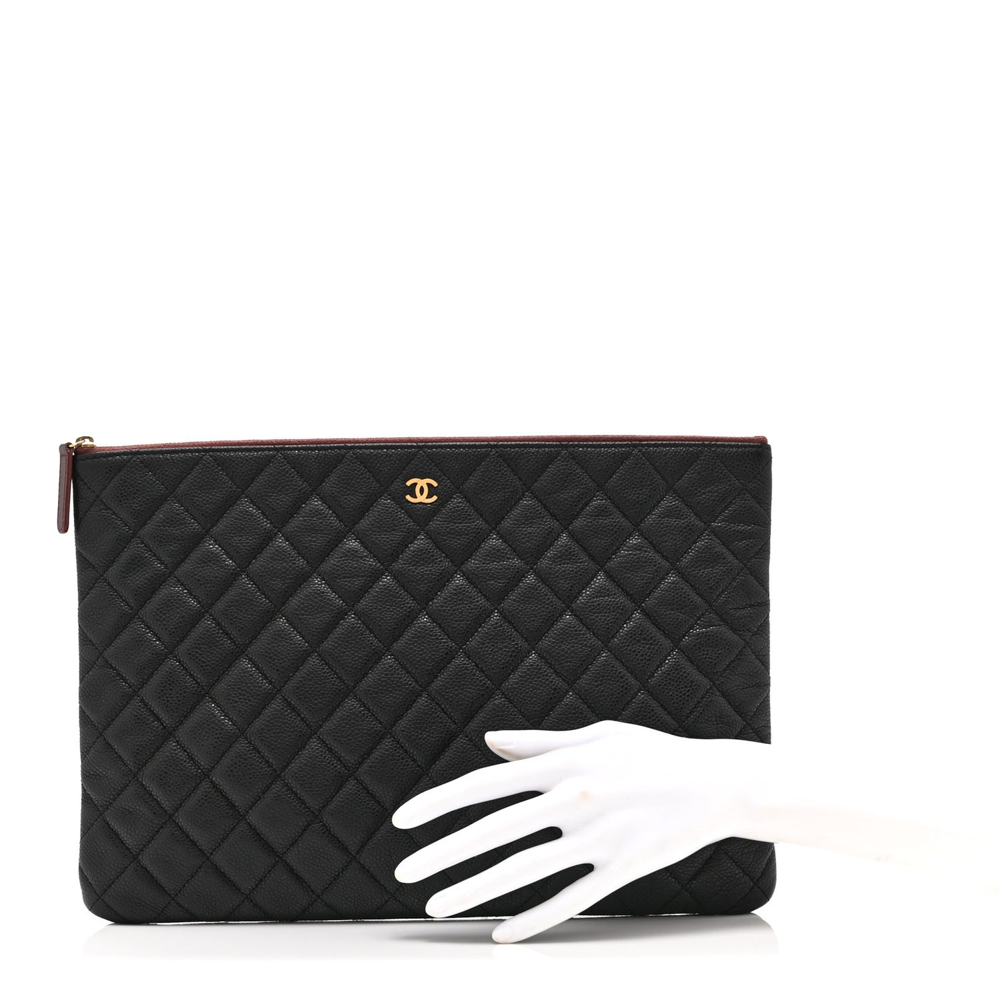 Caviar Quilted Large Cosmetic Case Black
