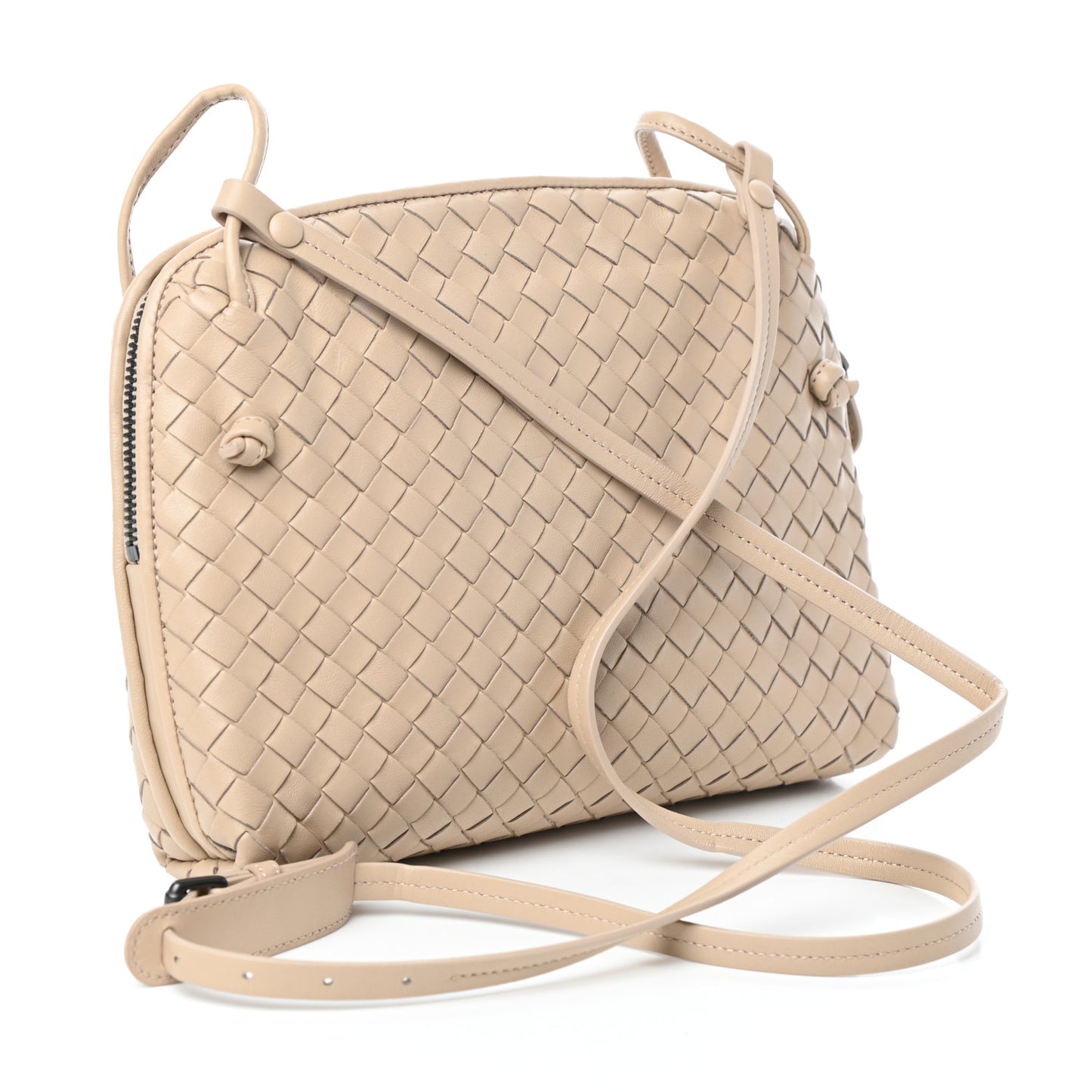 Nappa Intrecciato Nodini Crossbody Messenger Mink