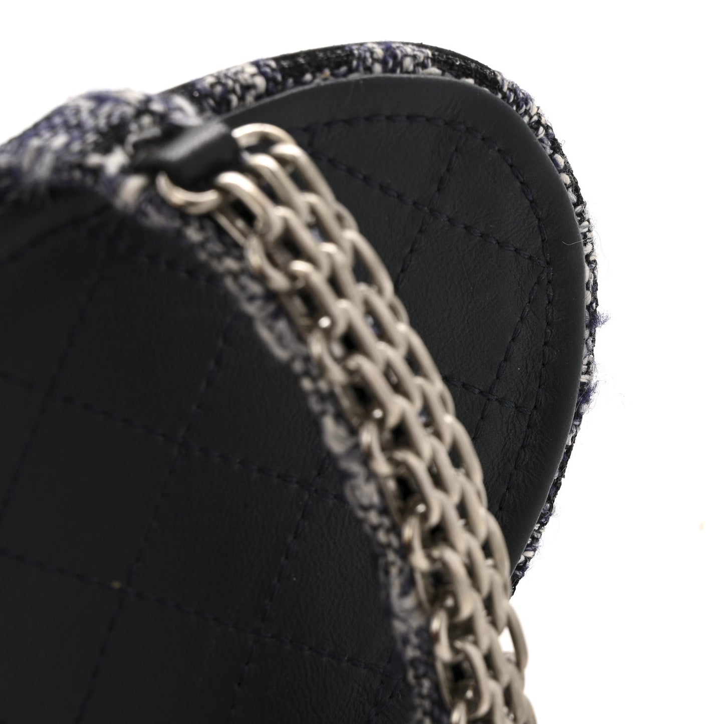 Tweed CC Chain Sandals 39 Navy Black
