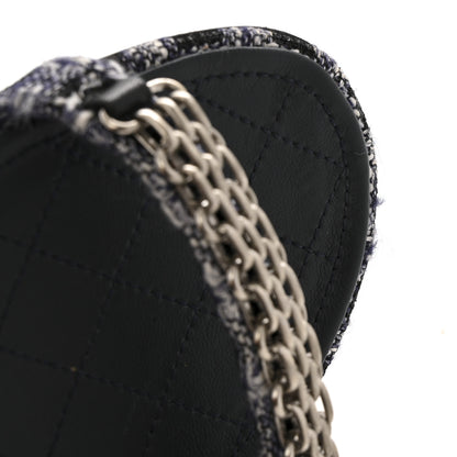 Chanel Tweed CC Chain Sandals 39 Navy Black 11 of 15