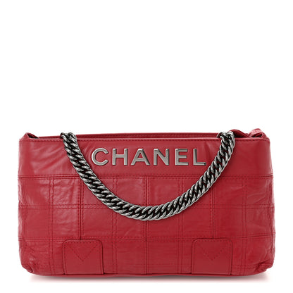 Chanel Lambskin Square Stitched Lax Shoulder Bag Red 1 of 10