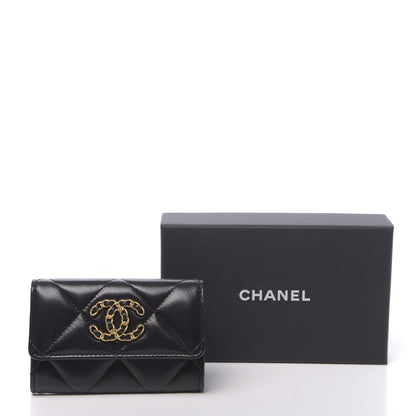 Chanel Shiny Goatskin Quilted 19 Flap Card Holder Black 9 of 9