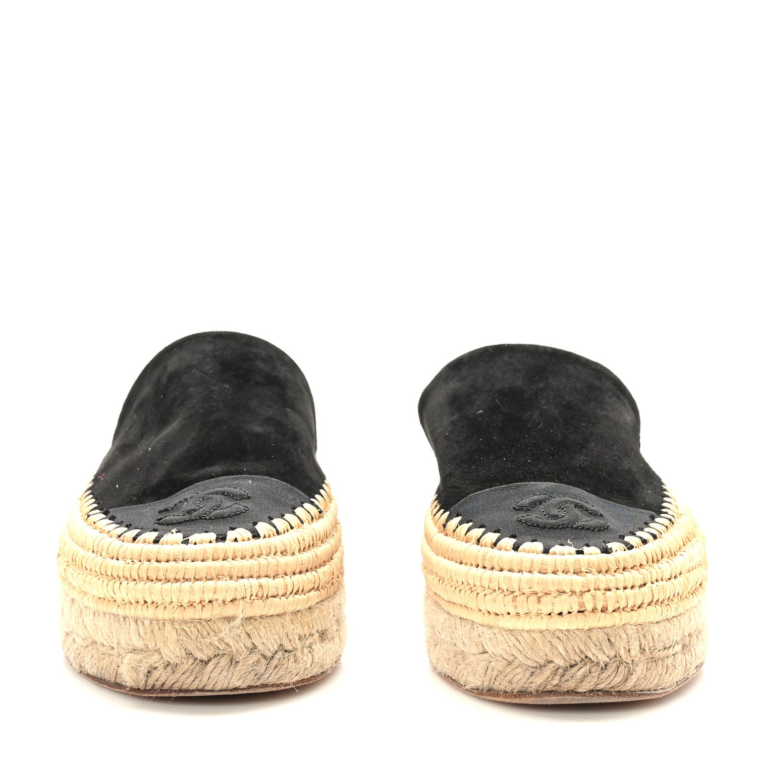 Chanel Suede Grosgrain CC Espadrille Mules 36 Black 2 of 8