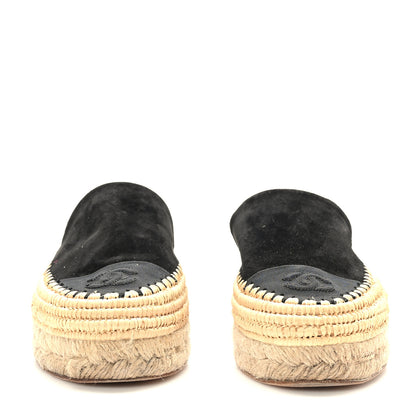 Chanel Suede Grosgrain CC Espadrille Mules 36 Black 2 of 8