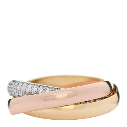 Cartier 18K White Yellow Pink Gold Diamond Small Trinity Paved Ring 48 4.5 2 of 5