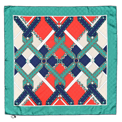 Gucci Silk Chain Argyle Square Scarf Flame Dark Green 1 of 4