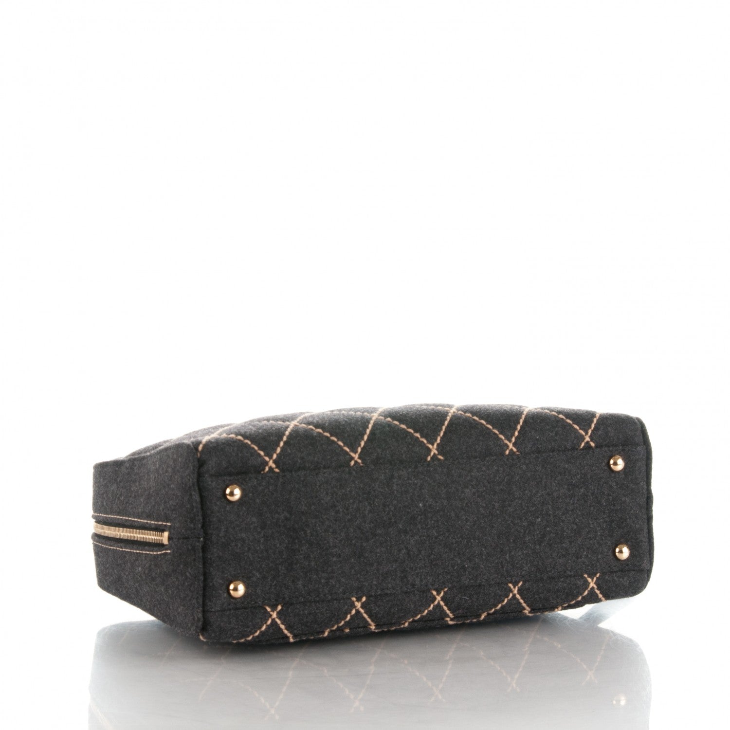 Chanel Wool Contrast Stitch Surpique Shoulder Bag Charcoal 4 of 7