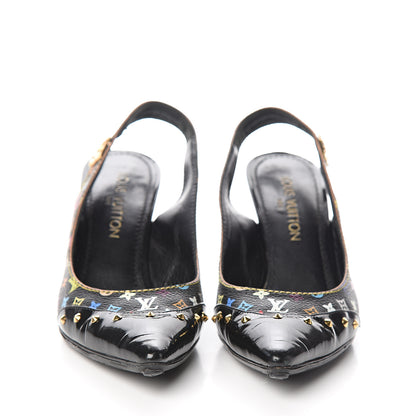 Louis Vuitton Multicolor Slingback Pumps 39 Black 2 of 14