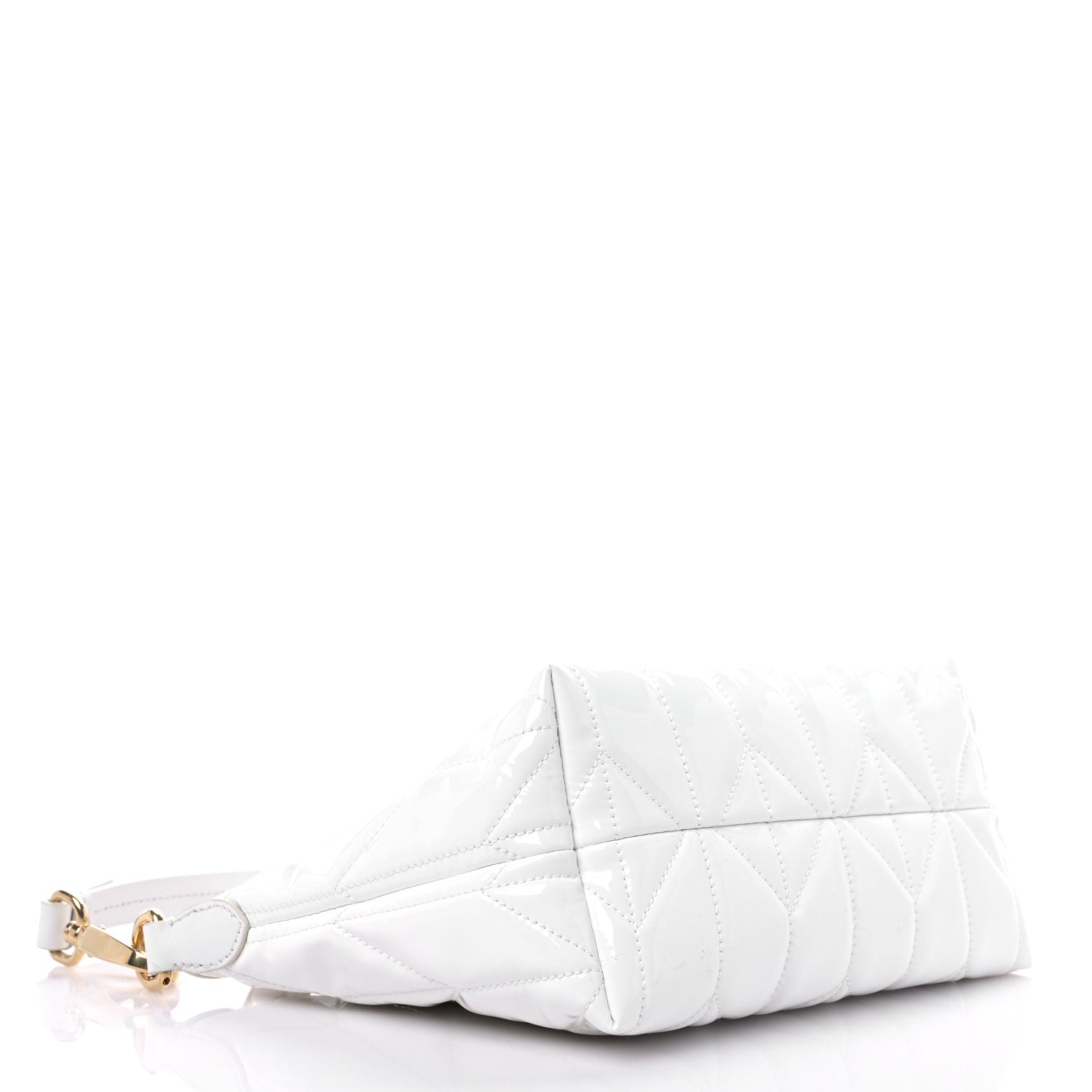 Miu Miu Iridescent Fabric Quilted Mini Spirit Cire Bag White 3 of 6