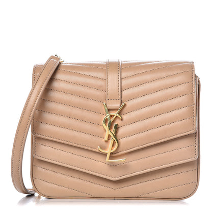 Saint Laurent Lambskin Matelasse Chevron Monogram Small Sulpice Bag Sable Beige 1 of 13