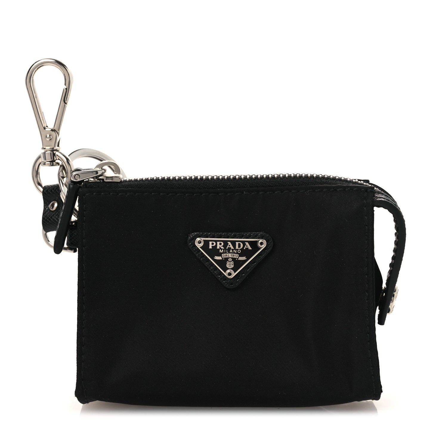 Tessuto Nylon Triangle Mini Key Chain Pouch Black