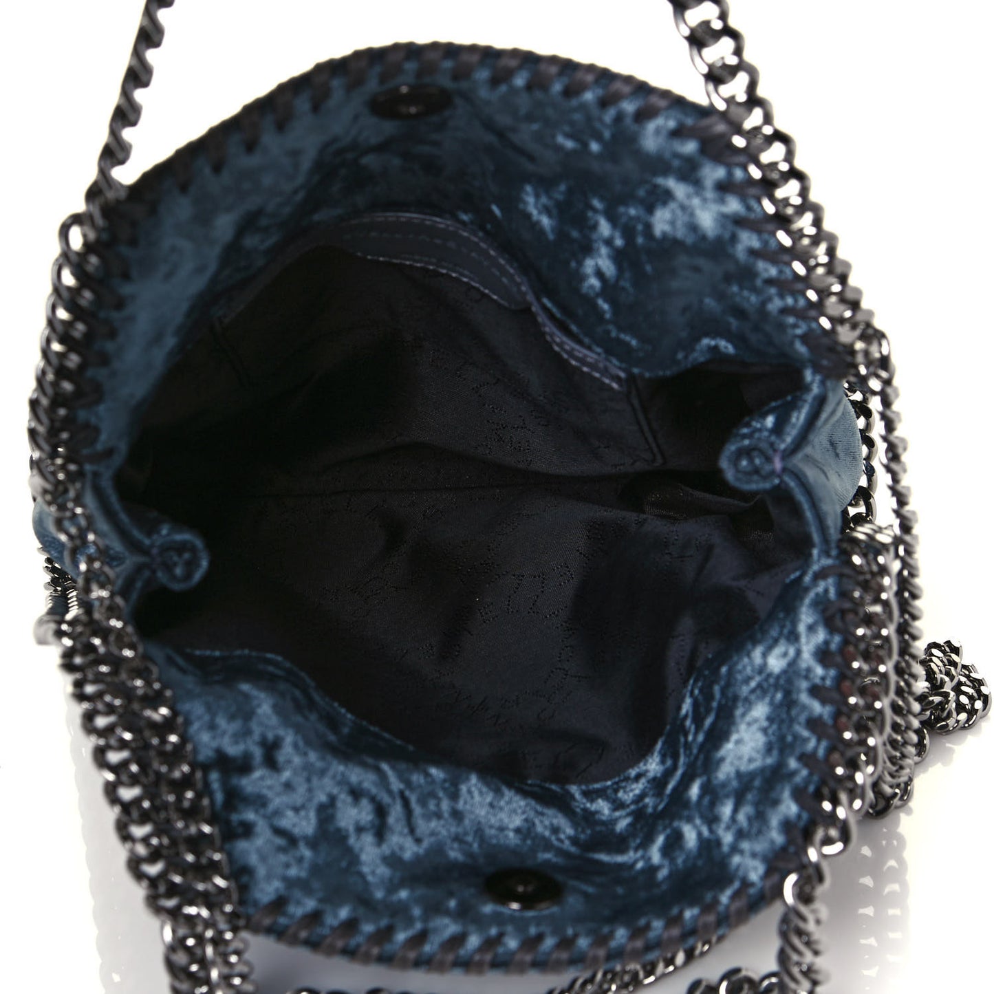 Crushed Velvet Mini Falabella Fold Over Tote Blue