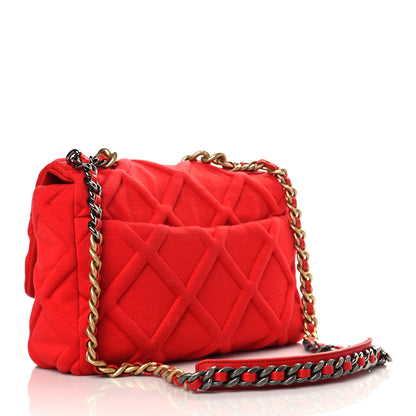 Chanel Jersey Lambskin Quilted Large Chanel 19 Flap Red 2 of 6