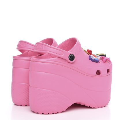 Balenciaga X CROCS Rubber Textured Womens Platform Sandals 36 Rose Bonbon 5 of 8
