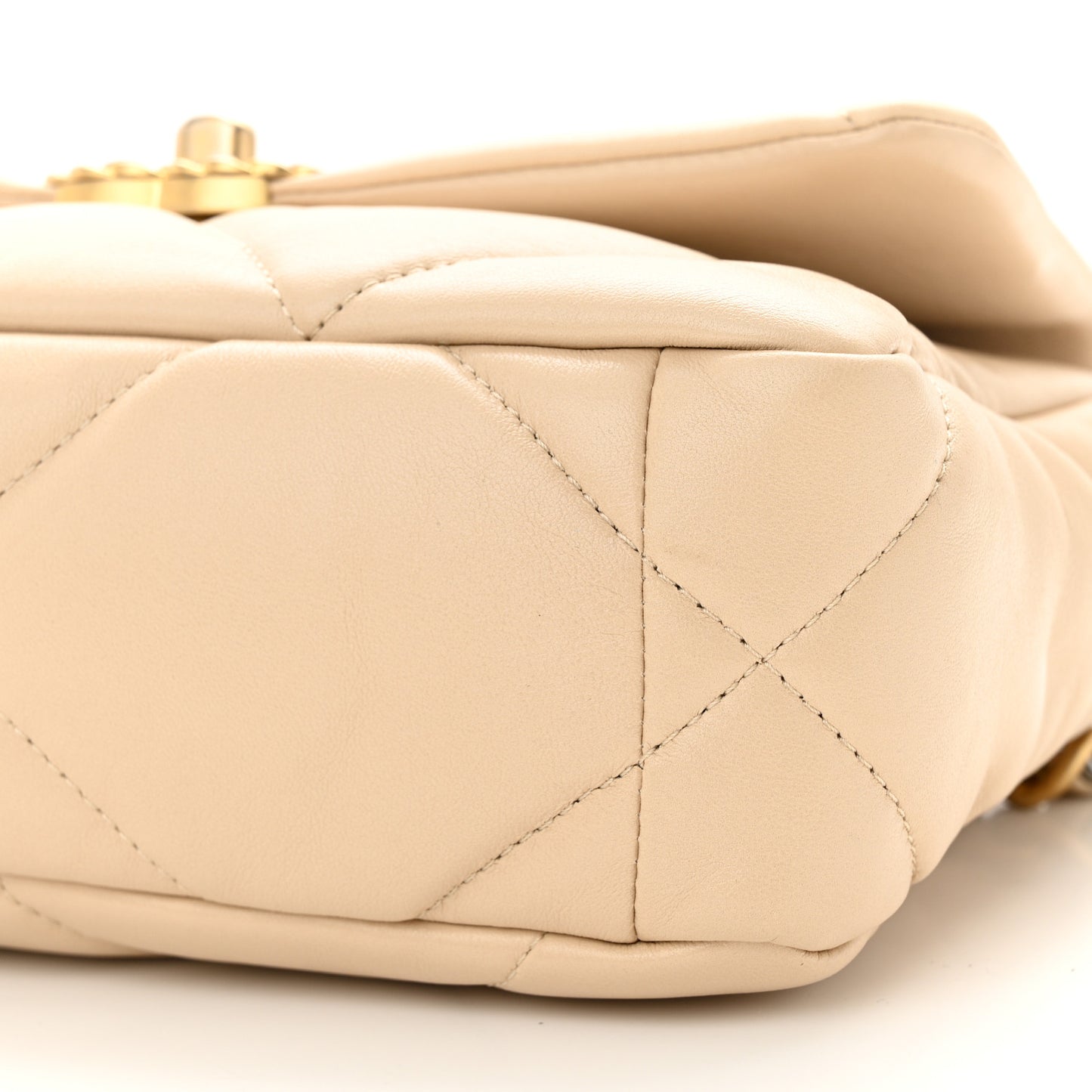 Lambskin Quilted Medium Chanel 19 Flap Light Beige