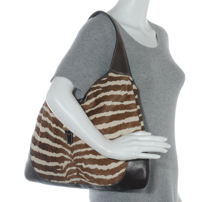 Gucci Pony Hair Zebra Print Bouvier Hobo Brown 2 of 8