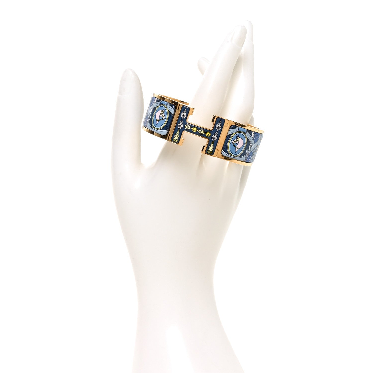 Hermes Enamel Printed Wide Bouquets Selliers Clic Clac H Bracelet PM Ecume 2 of 4