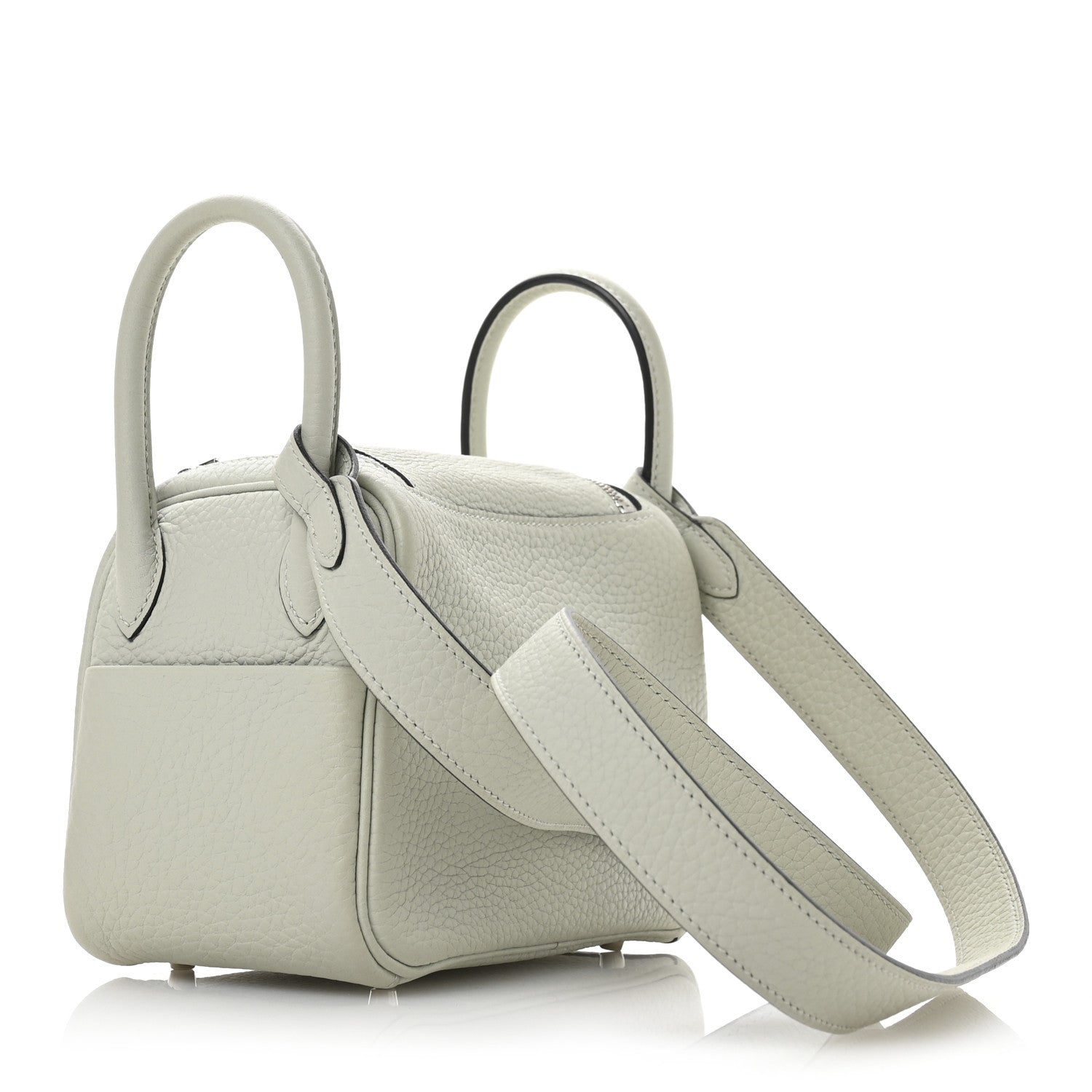 Hermes Taurillon Clemence Mini Lindy 20 Gris Neve 3 of 11
