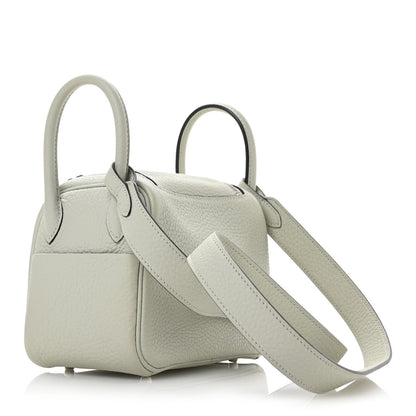 Hermes Taurillon Clemence Mini Lindy 20 Gris Neve 3 of 11