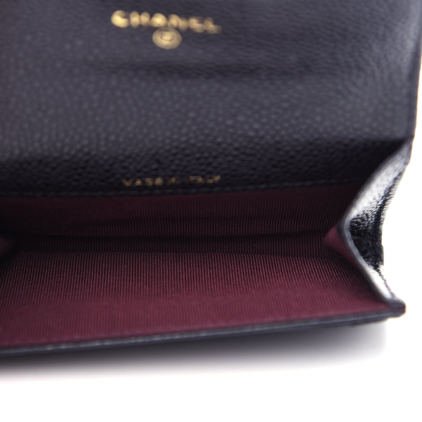 Caviar Quilted Flap Card Holder Wallet Black