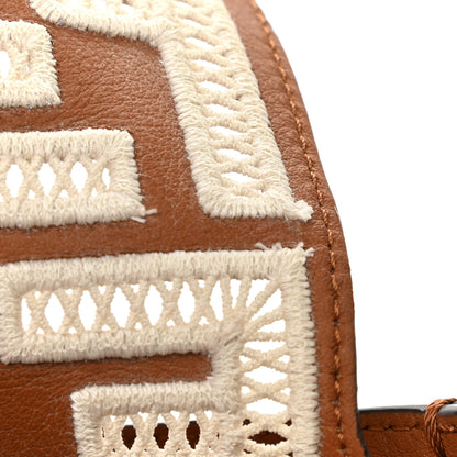 Fendi Vitello Seta FF Ajour Embroidered Baguette Brandy 13 of 14