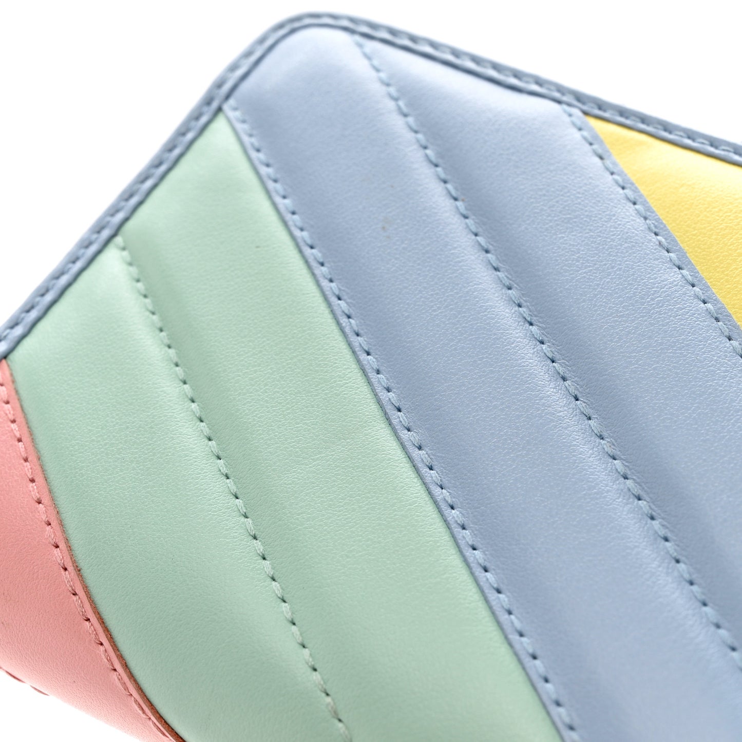 Calfskin Matelasse Diagonal GG Marmont Zip Around Wallet Multicolor Pastel