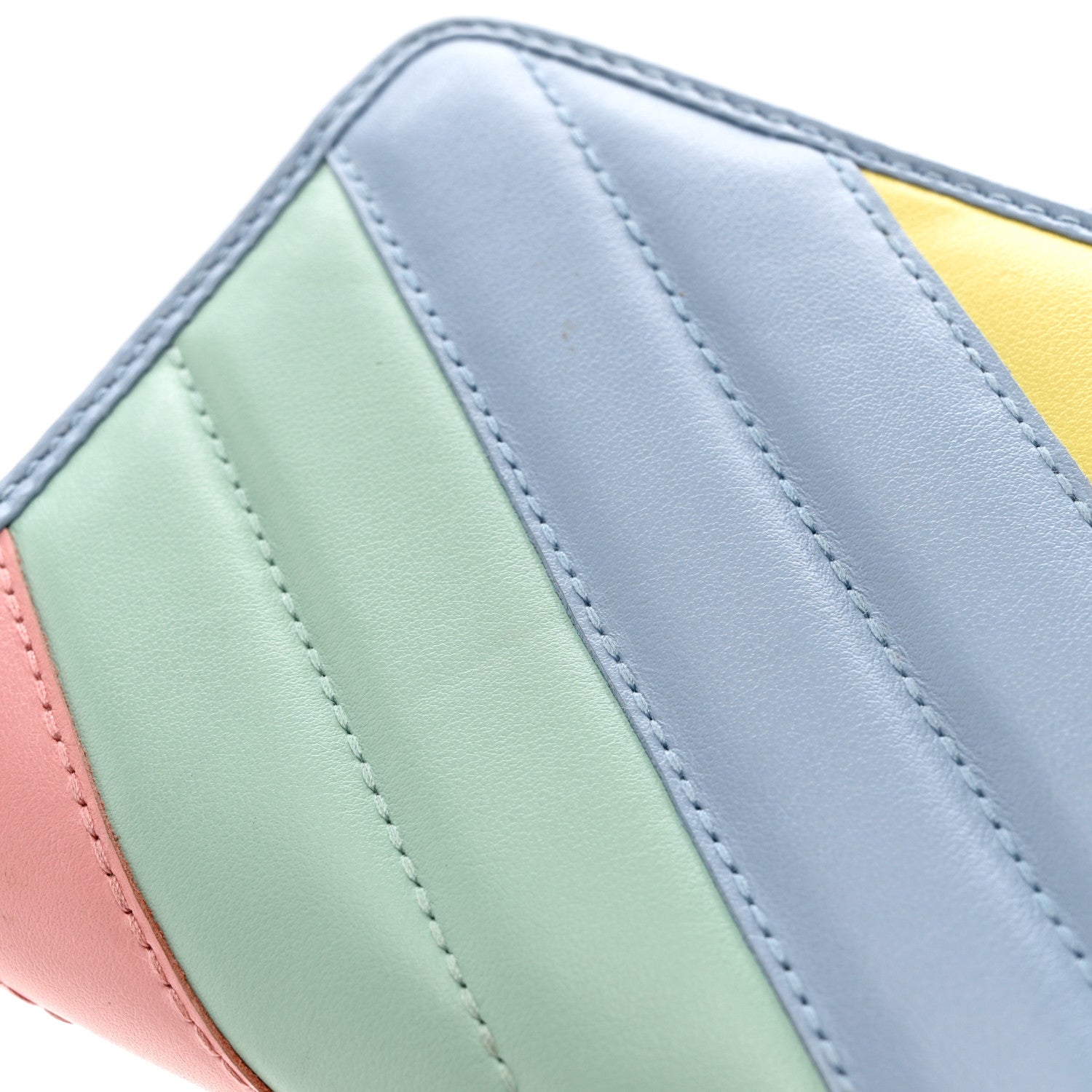 Gucci Calfskin Matelasse Diagonal GG Marmont Zip Around Wallet Multicolor Pastel 8 of 9