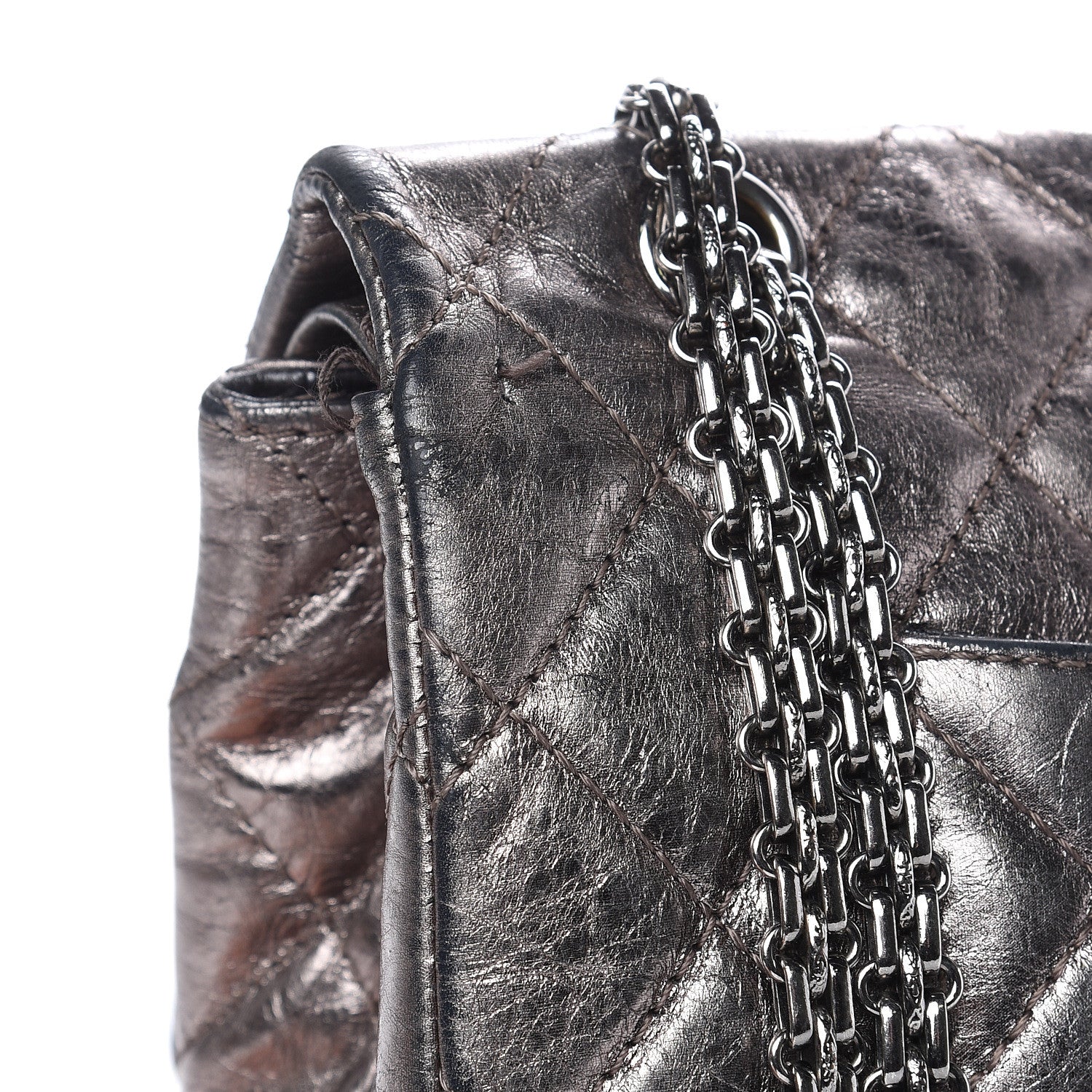 Chanel Metallic Aged Calfskin Quilted 2.55 Reissue 227 Flap Dark Silver 14 of 21