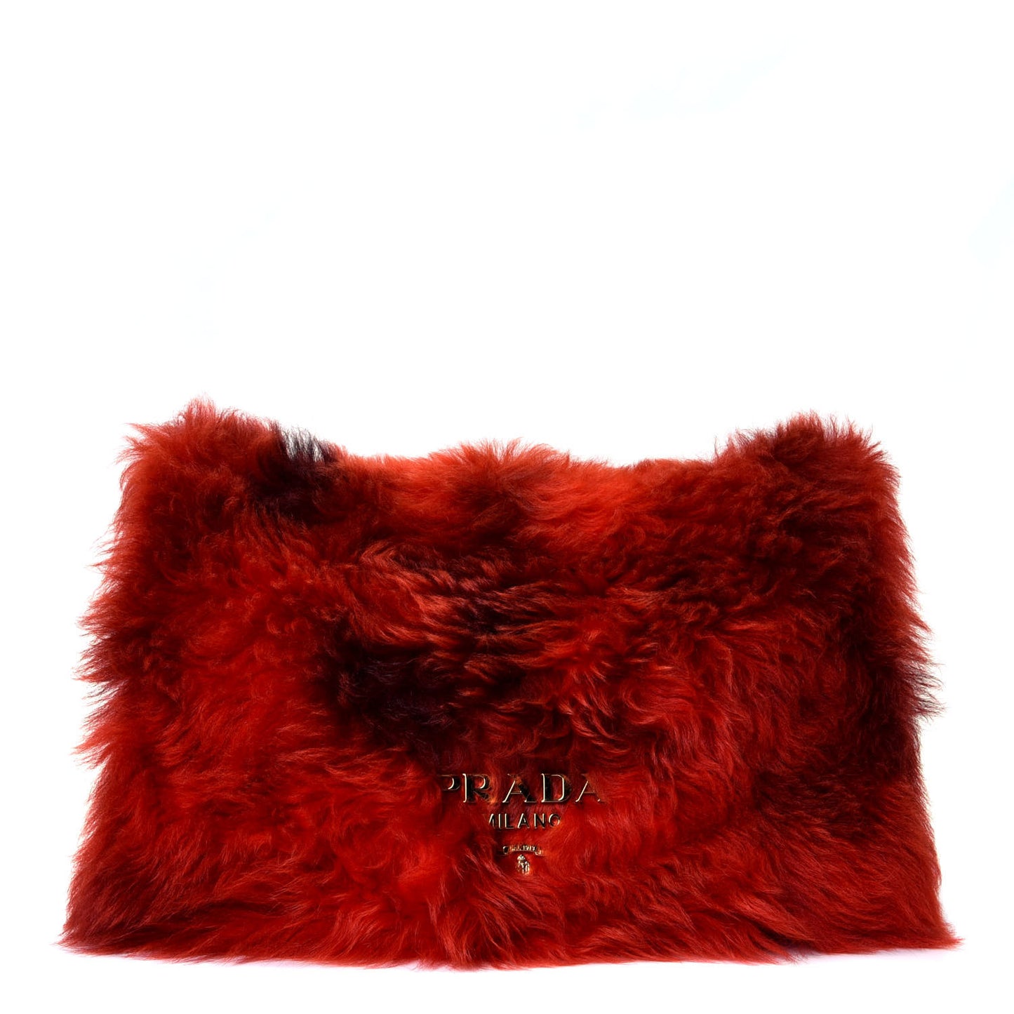 Shearling Fur Calfskin Suede Shoulder Bag Red