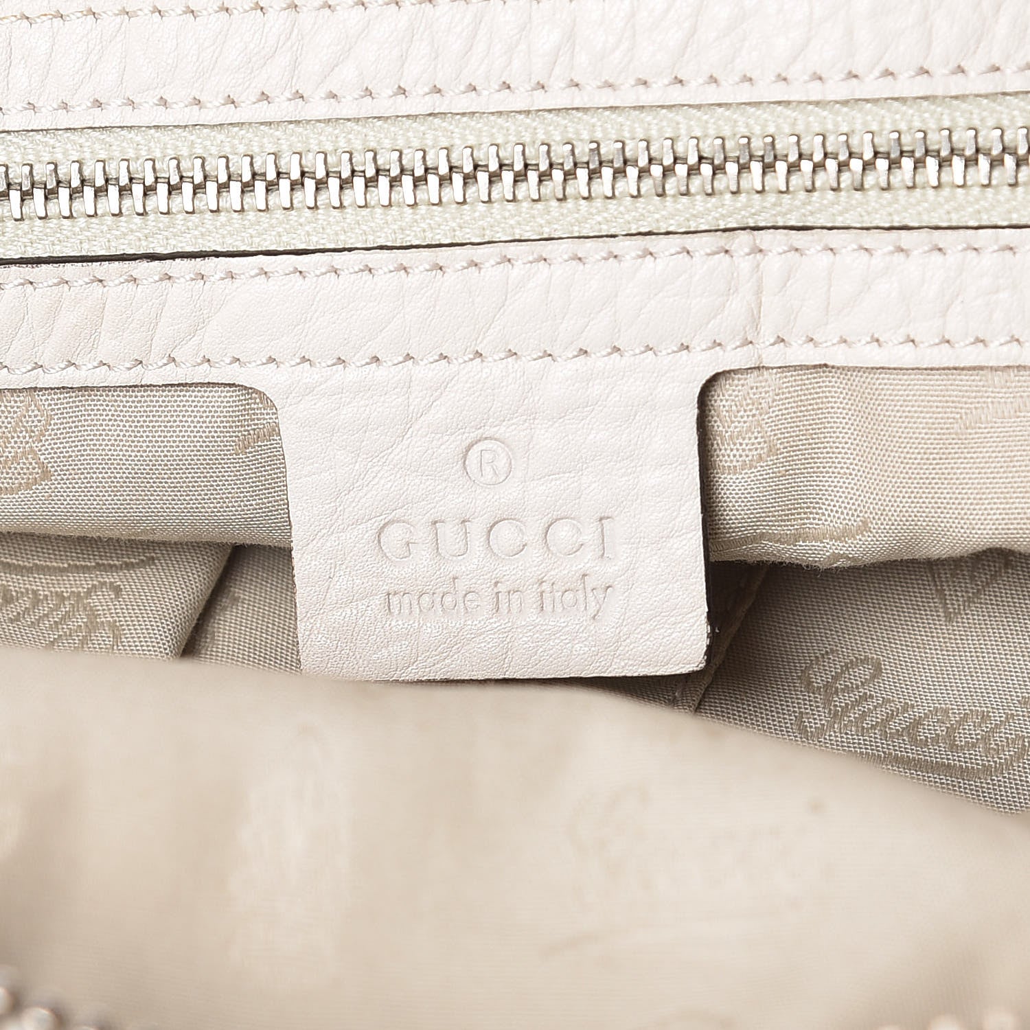 Gucci Pebbled Calfskin Large Bamboo Bar Tassel Shoulder Bag White 8 of 17