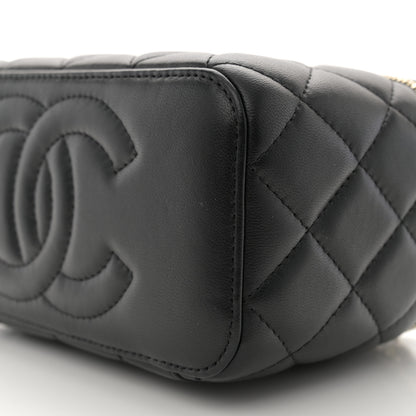 Chanel Lambskin Quilted Small Crystal Top Handle Vanity Case With Chain Black 10 of 11