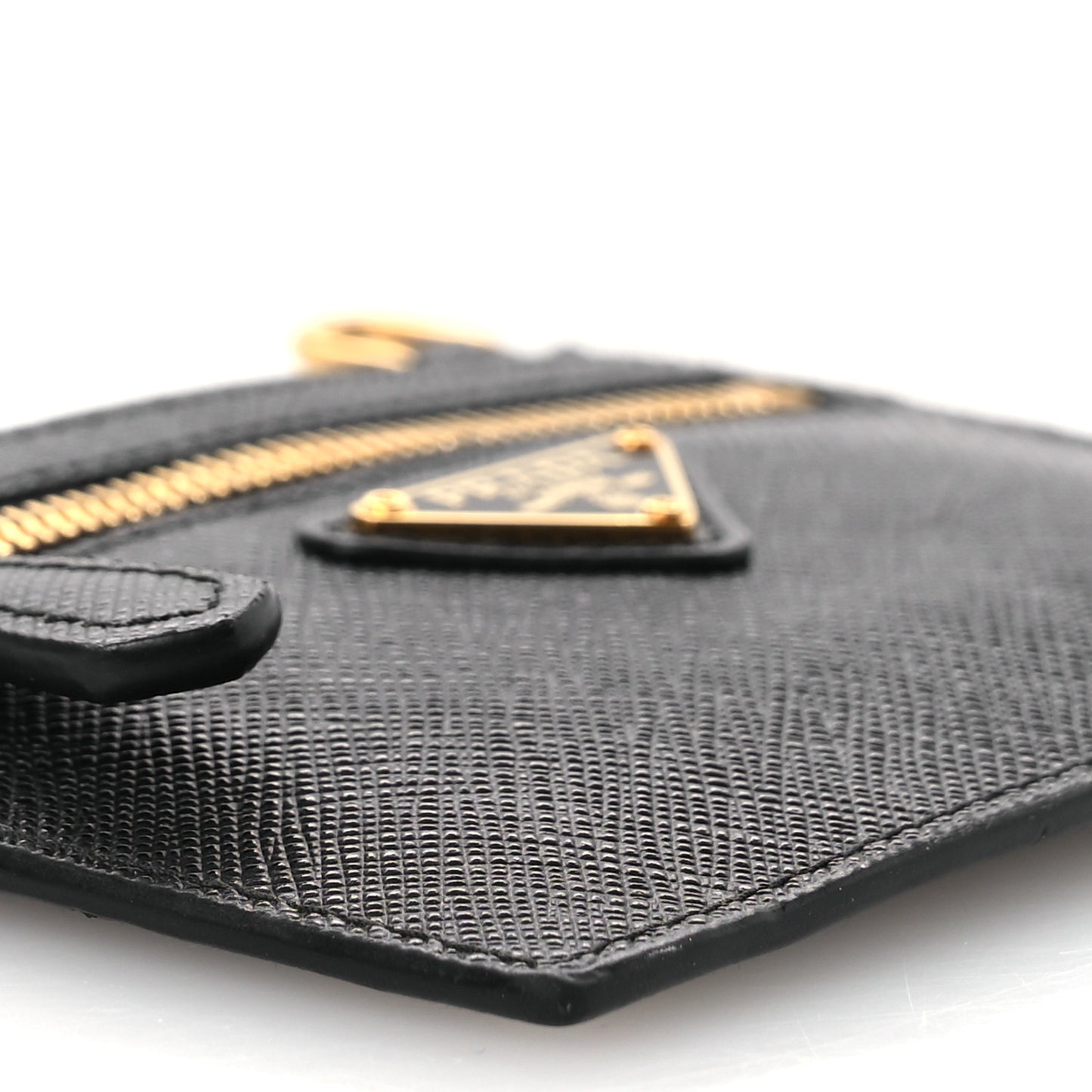 Saffiano Triangle Logo Card Holder On Strap Black