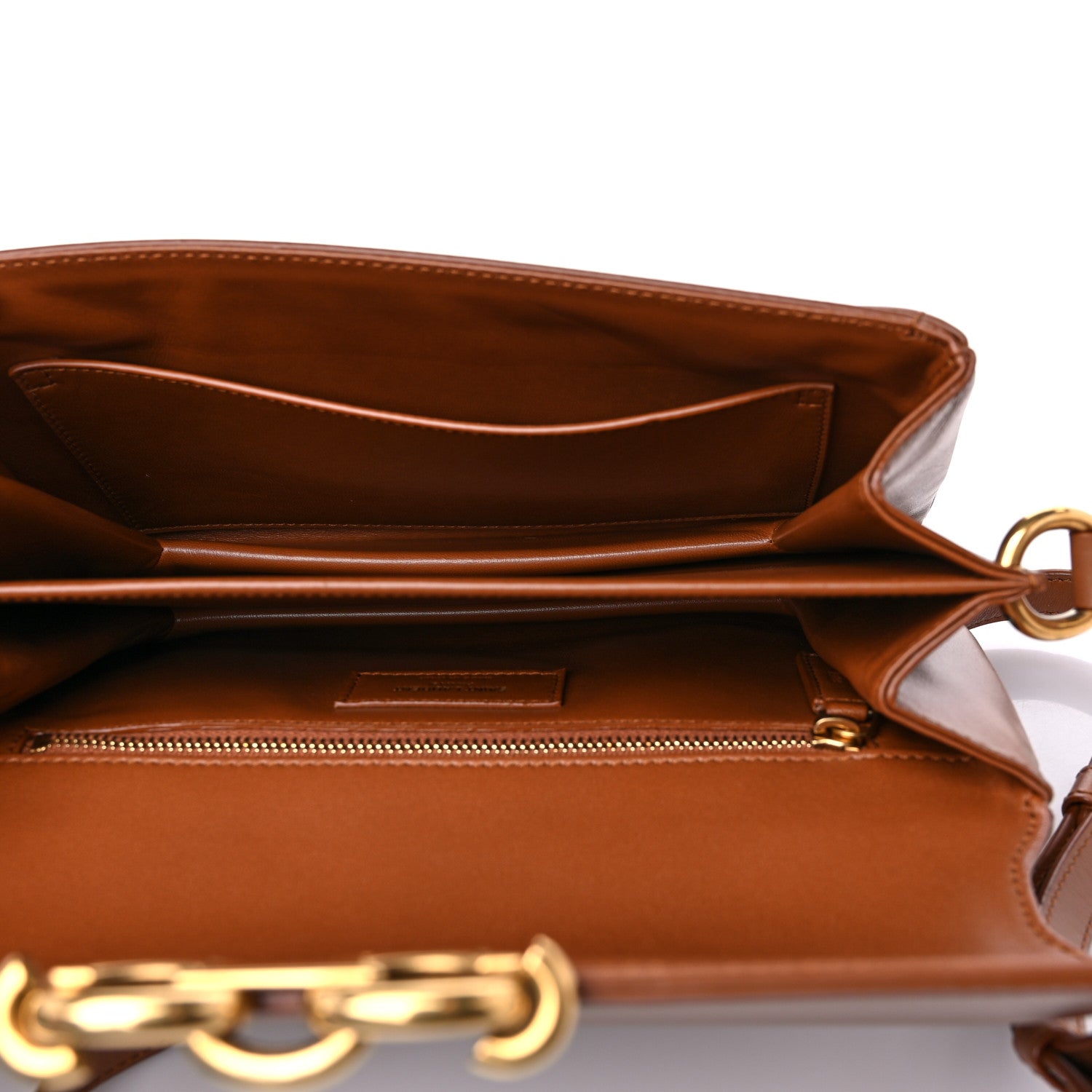 Saint Laurent Smooth Calfskin Le Maillon Satchel Brown 5 of 13