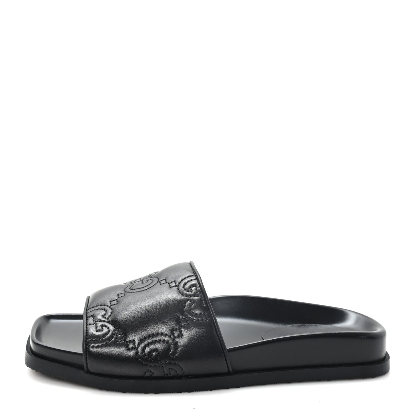 Nappa GG Matelasse Flat Slide Sandals 36.5 Black 36.5 Black