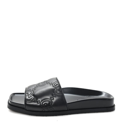 Gucci Nappa GG Matelasse Flat Slide Sandals 36.5 Black 36.5 Black 1 of 9