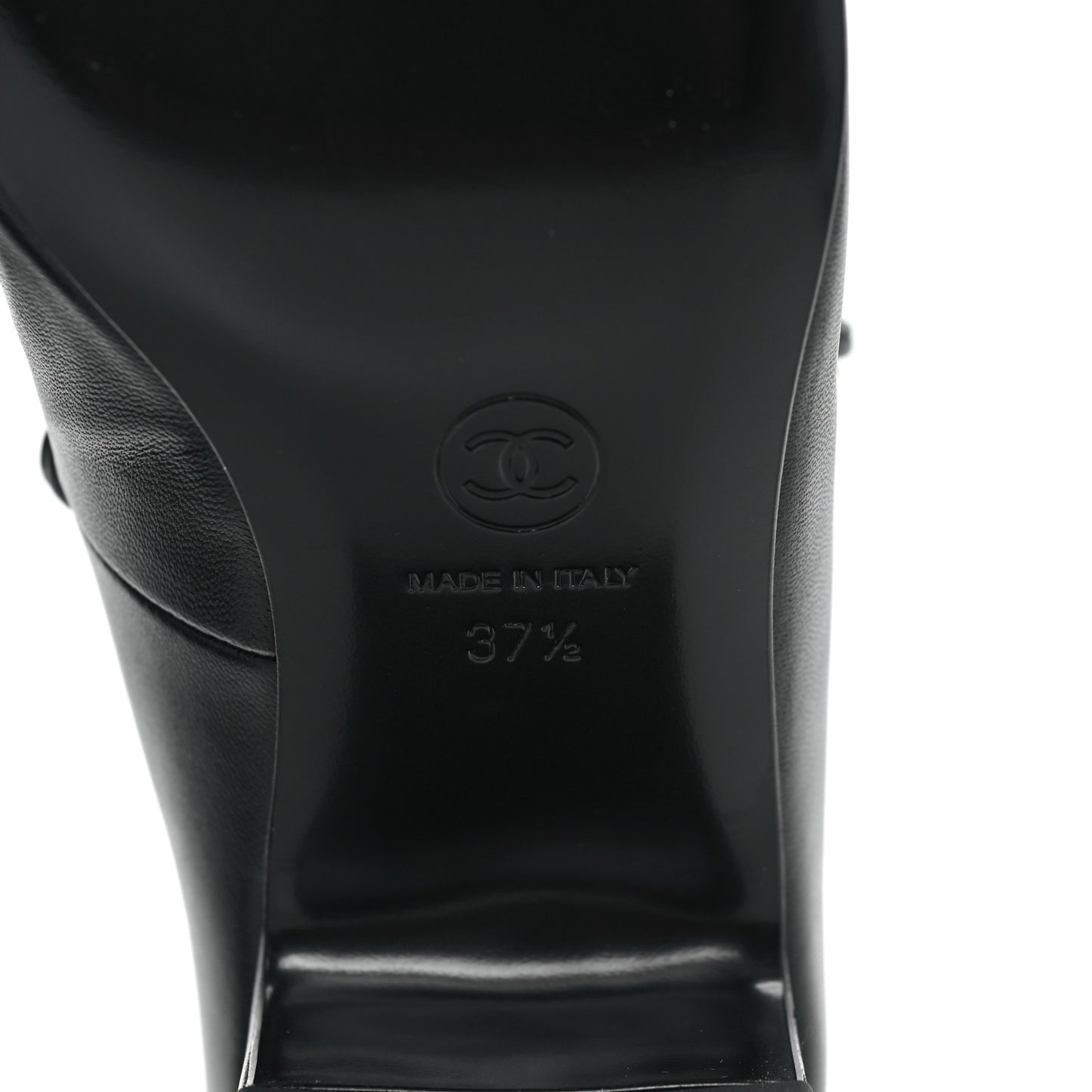 Lambskin Patent Cap Toe CC Mary Jane Pumps 37.5 Black