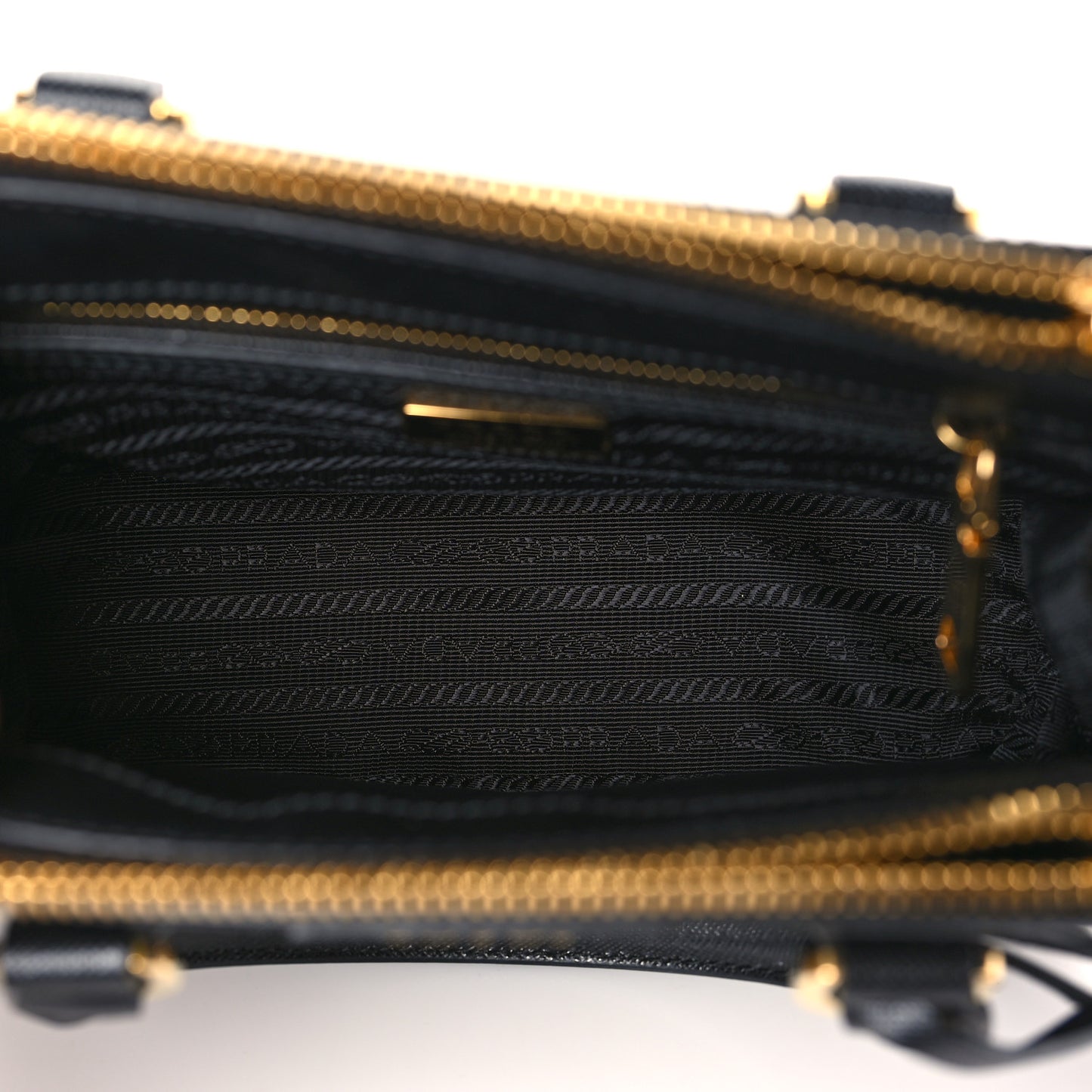 Saffiano Lux Mini Galleria Double Zip Tote Black