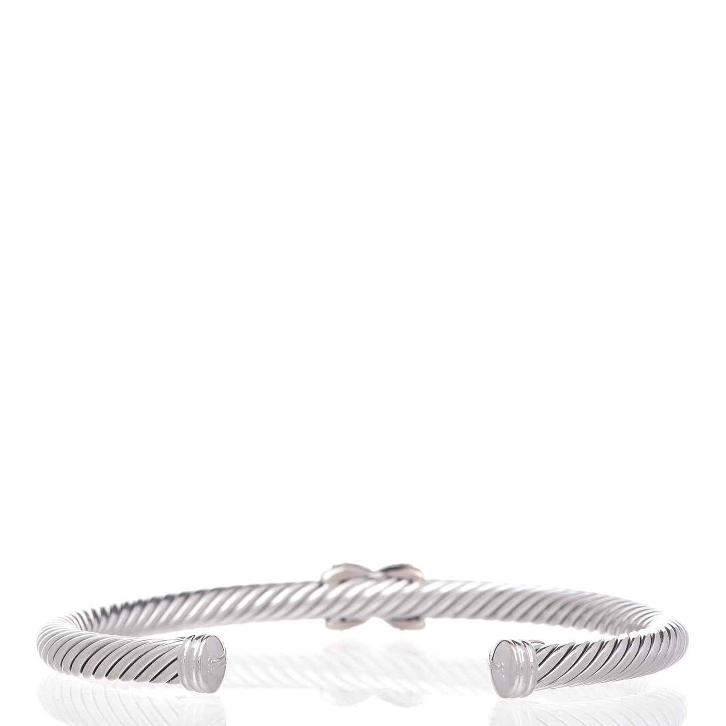 Sterling Silver 18K White Gold Diamond Pave 5mm X Cable Bracelet