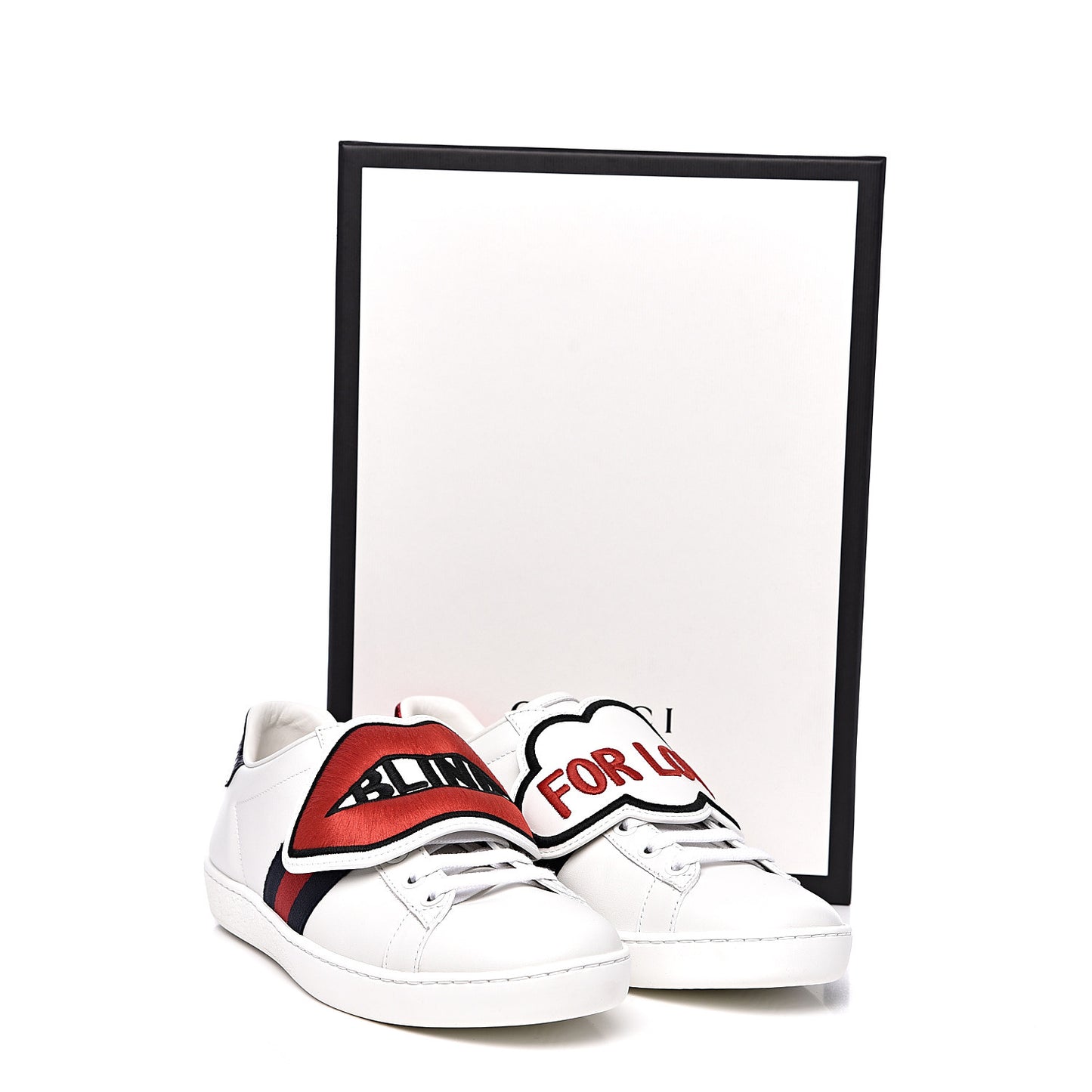 Calfskin Ayers Blind For Love Embroidered Womens Ace Sneakers 35.5 White